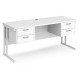 Maestro Cantilever Leg Straight Desk with Two Fixed Pedestals